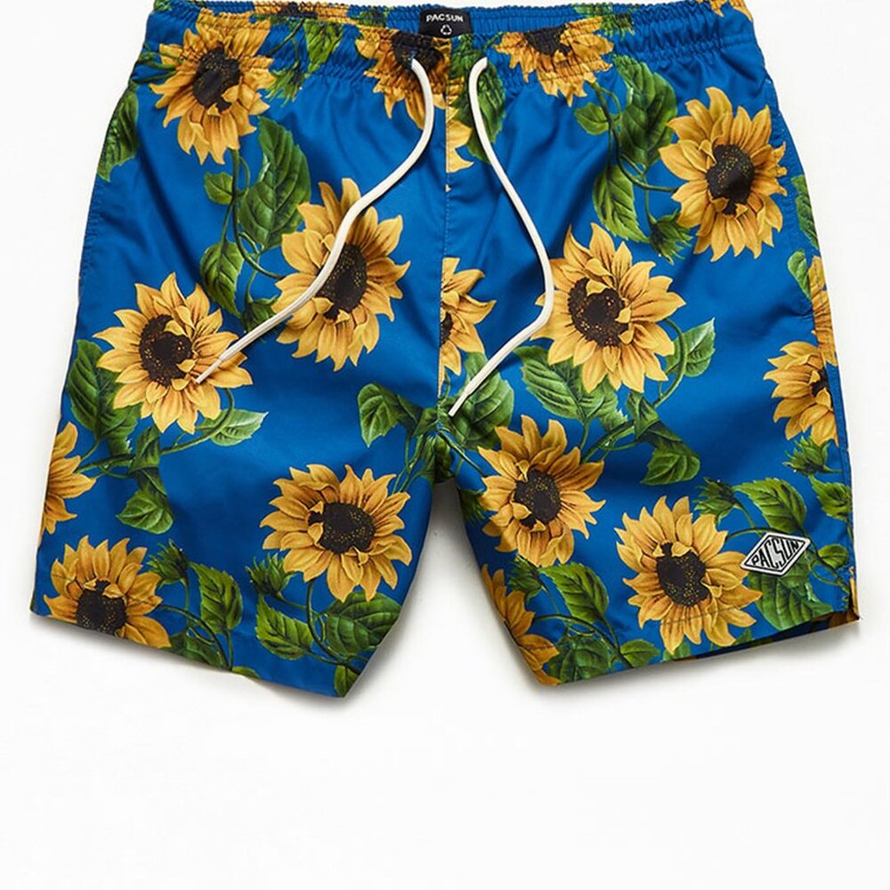 PacSun Recycled Sunflower 17" Swim Trunks